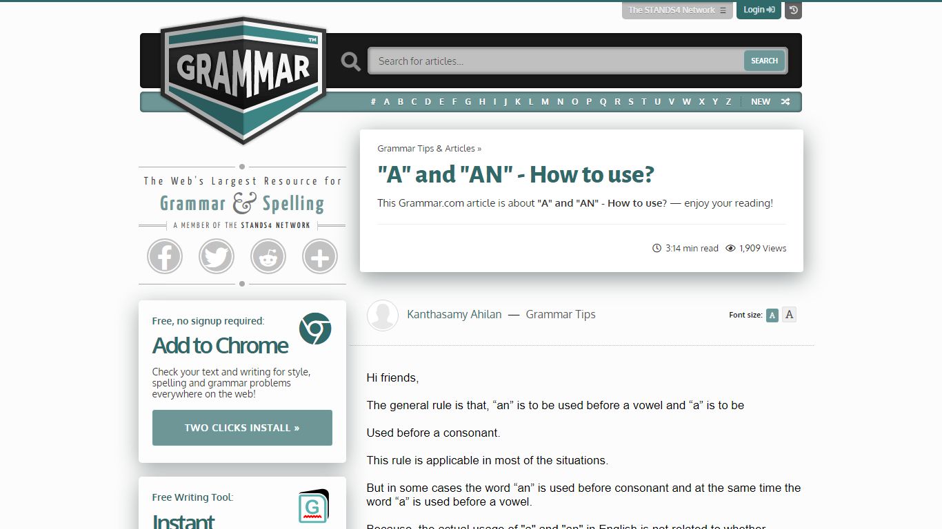 "A" and "AN" - How to use? - grammar