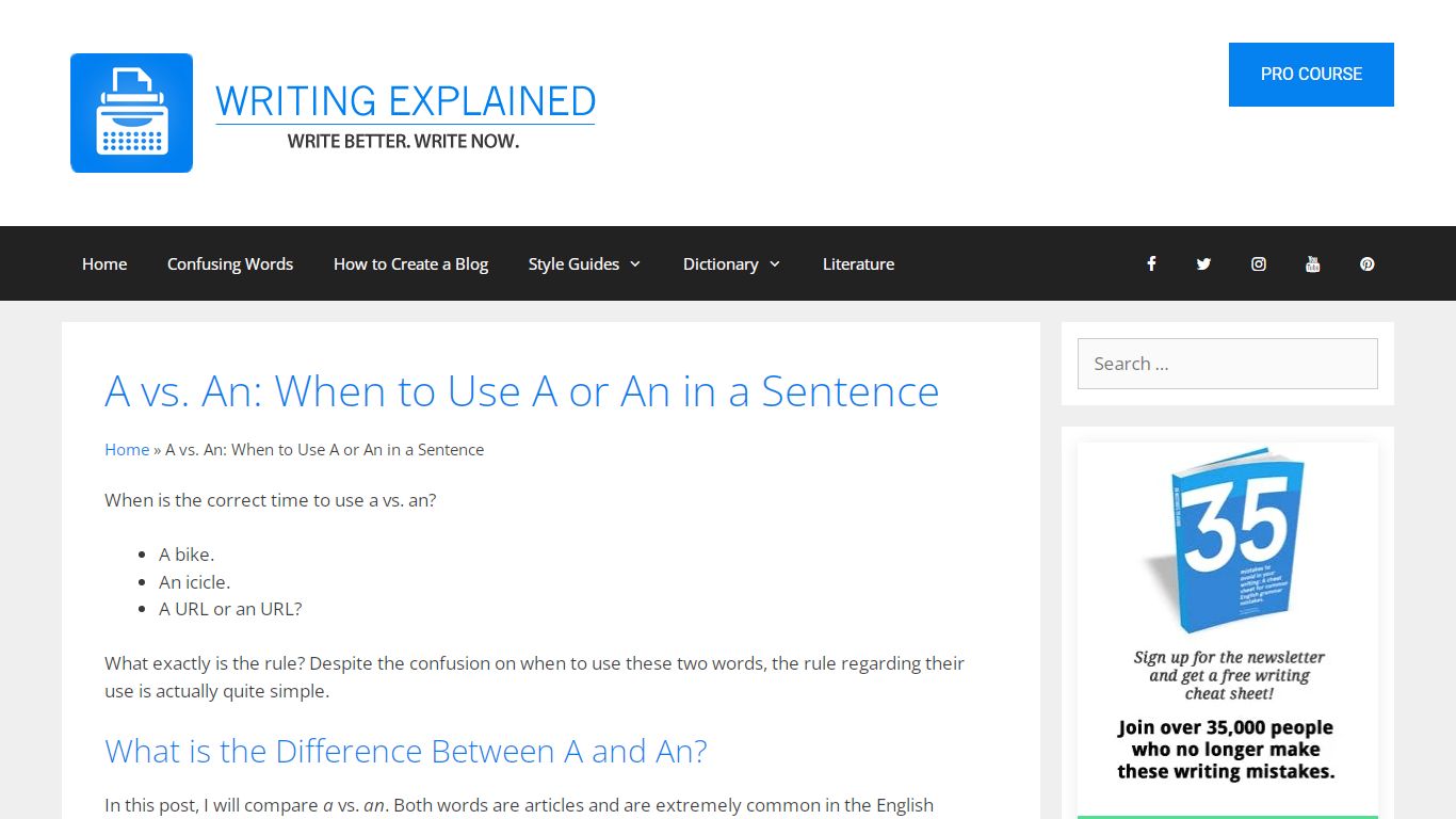 A vs. An: When to Use A or An in a Sentence - Writing Explained