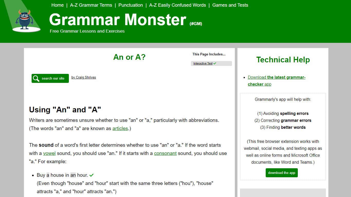 An or A? - Grammar Monster